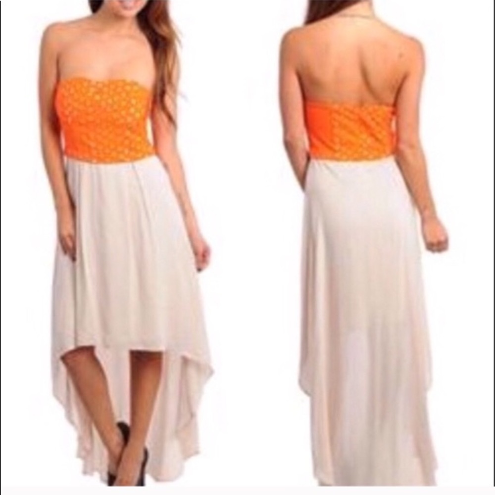Peach’s & Cream Hi-low maxi dress NWT